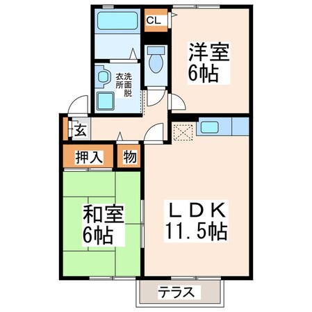 ヴァンベール江越Bの物件間取画像